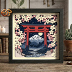 Torii Gate Shadow Box SVG for Cricut | 3D Layered SVG Paper Cut Light Box Template