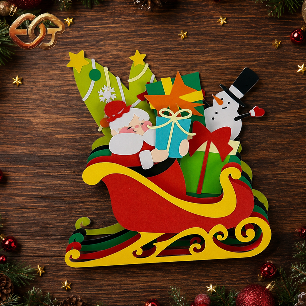 Combo 2 Sleigh Pop-up SVG - 3D Layered Halloween Paper Craft Template for Cricut