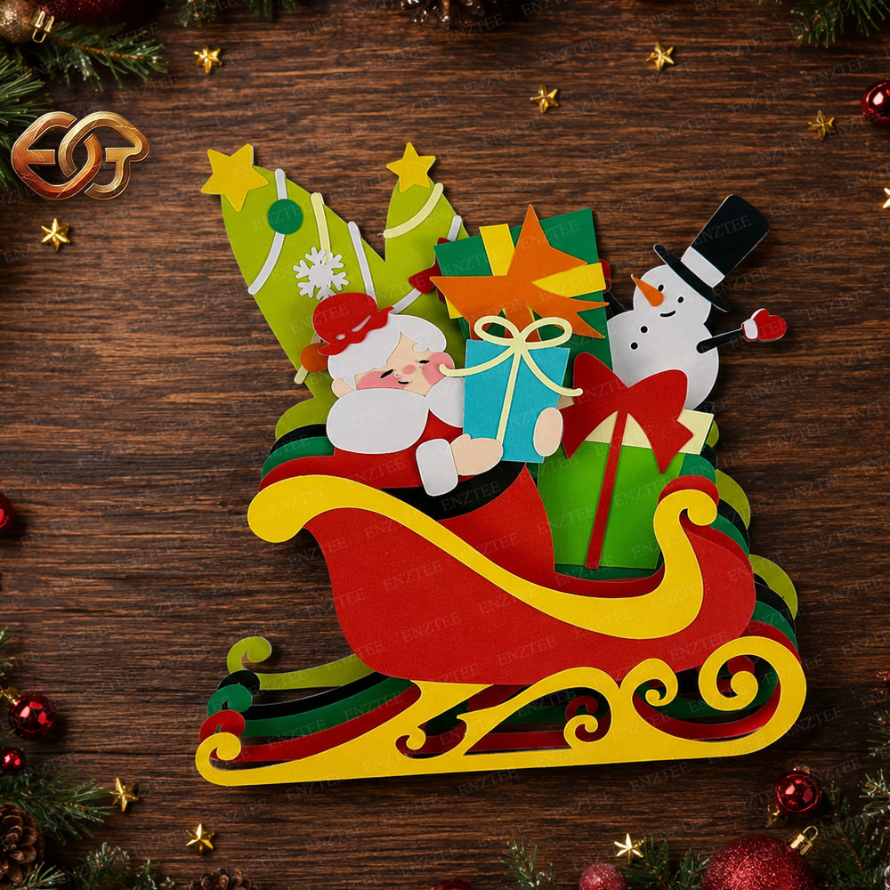 Combo 2 Sleigh Pop-up SVG - Modèle d'artisanat en papier Halloween 3D superposé pour Cricut