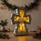 Nativity Scene Cross Box SVG for Cricut | 3D Layered SVG Paper Cut Light Box Template