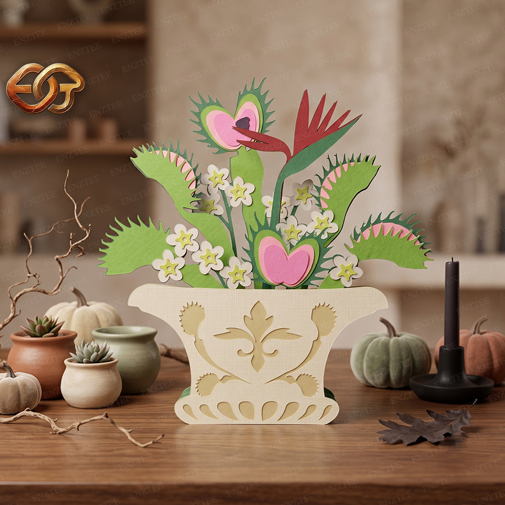 Halloween Plant Pop-up Pot SVG - 3D Layered Halloween Paper Craft Template for Cricut 3