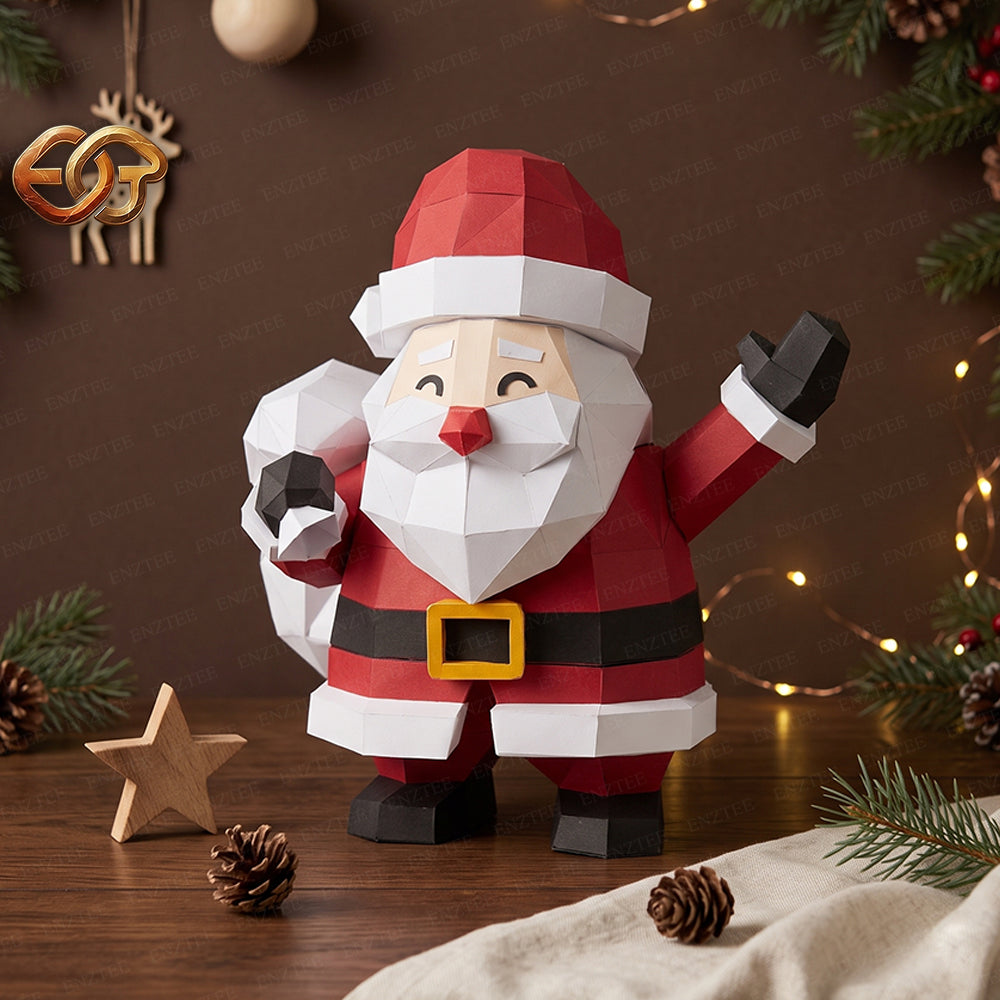 3D Santa Claus Papercraft SVG | DIY Low Poly Template