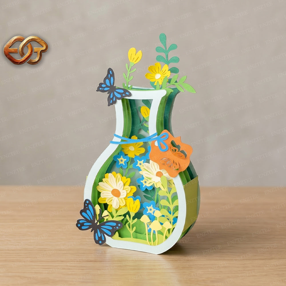 Floral Garden Pop-up Jar SVG – 3D Layered Flower Jar Paper Craft Template for Cricut 2