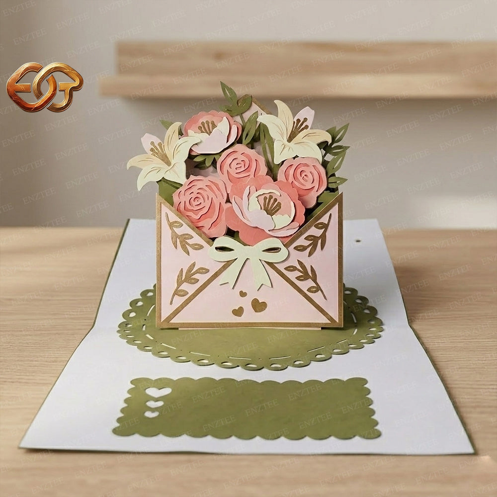 Flower Pop-up Card SVG – 3D Floral Greeting Card for Cricut 1