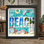 Beach Shadow Box SVG for Cricut | 3D Layered SVG Paper Cut Light Box Template 3