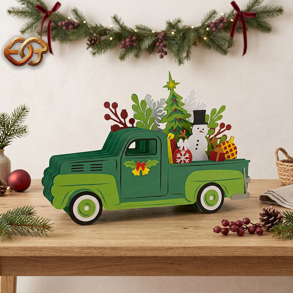 Christmas Pop-up Car SVG - 3D Layered Christmas Paper Craft Template for Cricut 3