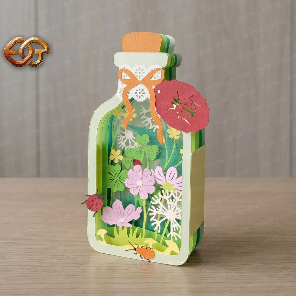 Floral Garden Pop-up Jar SVG – 3D Layered Flower Jar Paper Craft Template for Cricut 3