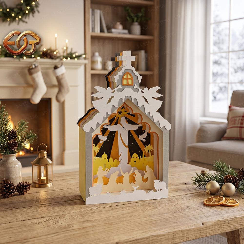 Xe trượt tuyết của ông già Noel SVG – Mẫu đồ thủ công giấy Giáng sinh xếp lớp 3D dành cho máy cắt Cricut 1