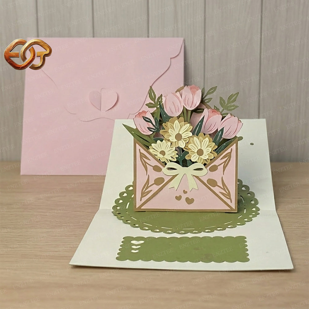 Flower Pop-up Card SVG – 3D Floral Greeting Card for Cricut 2