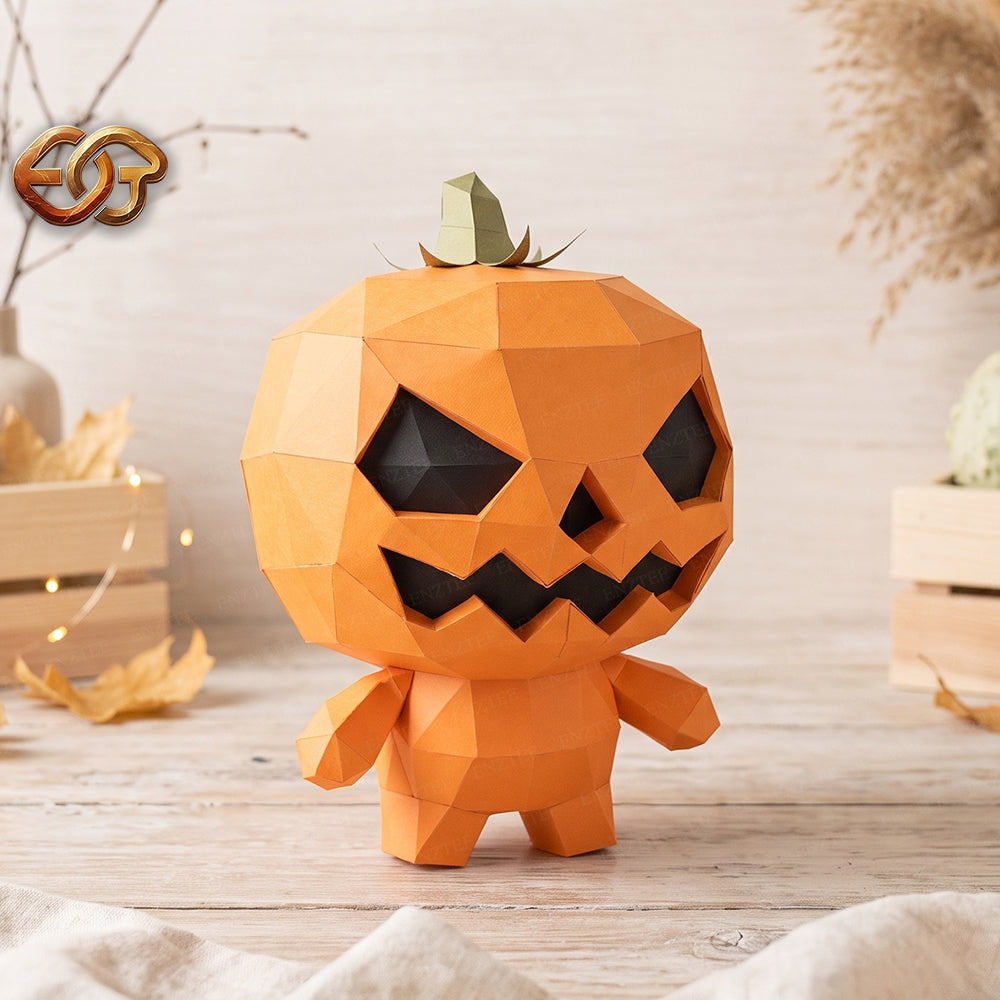 3D Pumpkin Man Papercraft SVG | DIY Low Poly Template