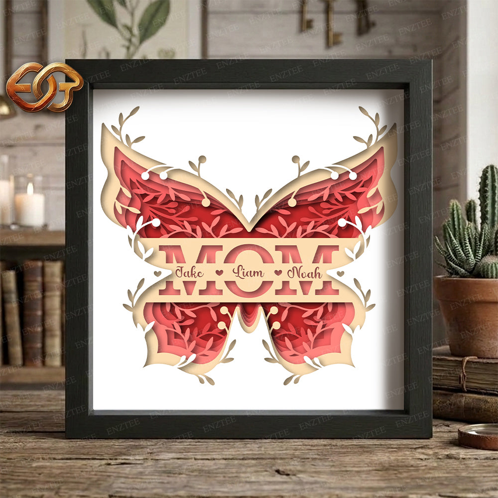 MOM Shadow Box SVG for Cricut | 3D Layered SVG Paper Cut Light Box Template