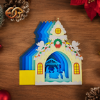 Nativity Scene Pop-up Card SVG - 3D Layered Christmas Paper Craft Template for Cricut