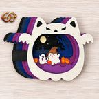 Combo de 3 SVG Pop-up Chat Effrayant - Modèle de Bricolage en Papier 3D Superposé pour Halloween pour Cricut