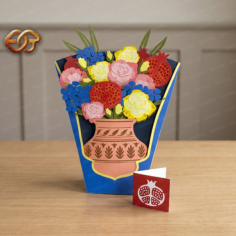 Floral Garden Pop-up Vase SVG – 3D Layered Flower Vase Paper Craft Template for Cricut 1