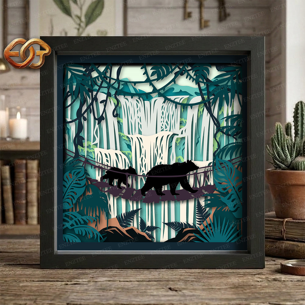 Bear Shadow Box SVG for Cricut | 3D Layered SVG Paper Cut Light Box Template
