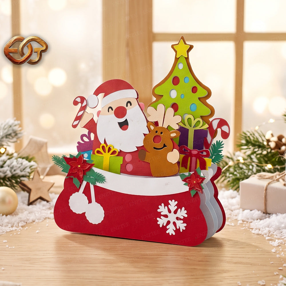 Combo 2 Christmas Gift Pop-up Bag SVG - 3D Layered Christmas Paper Craft Template for Cricut