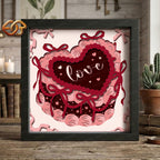 Heart Cake Shadow Box SVG for Cricut | 3D Layered SVG Paper Cut Light Box Template