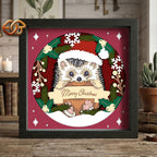 Christmas Hedgehog Shadow Box SVG for Cricut | 3D Layered SVG Paper Cut Light Box Template