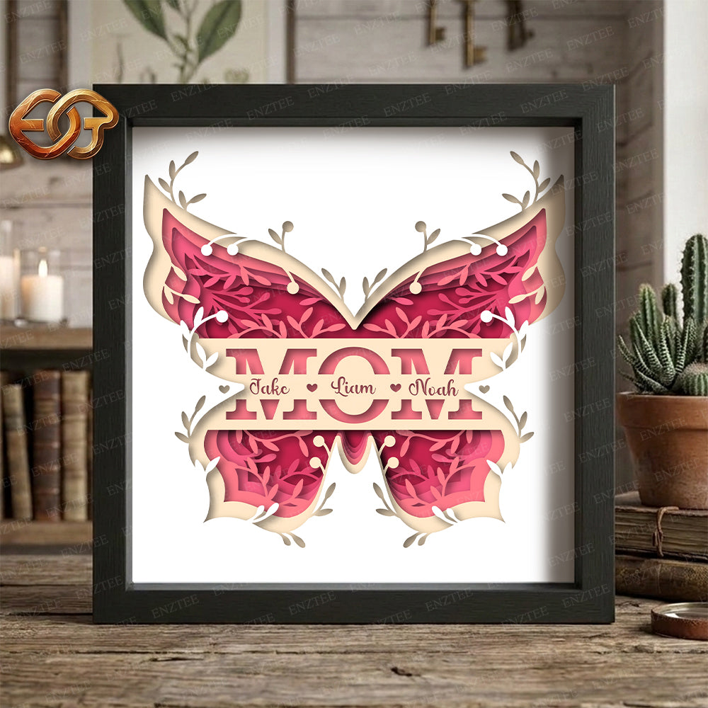 MOM Shadow Box SVG for Cricut | 3D Layered SVG Paper Cut Light Box Template