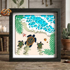 Turtle Shadow Box SVG for Cricut | 3D Layered SVG Paper Cut Light Box Template
