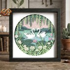 Swans Shadow Box SVG for Cricut | 3D Layered SVG Paper Cut Light Box Template