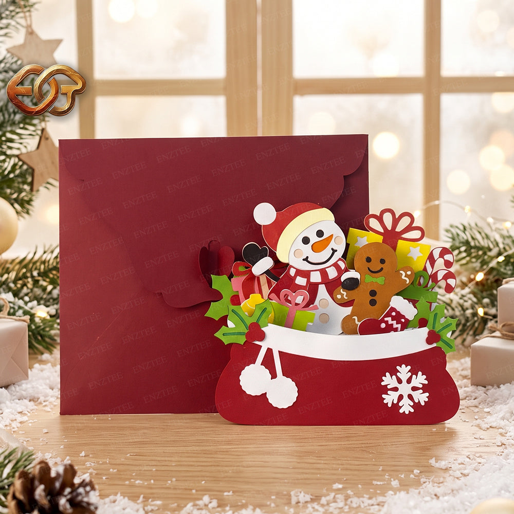 Christmas Gift Pop-up Bag SVG - 3D Layered Christmas Paper Craft Template for Cricut 2