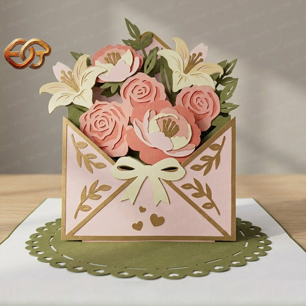 Flower Pop-up Card SVG – 3D Floral Greeting Card for Cricut 1