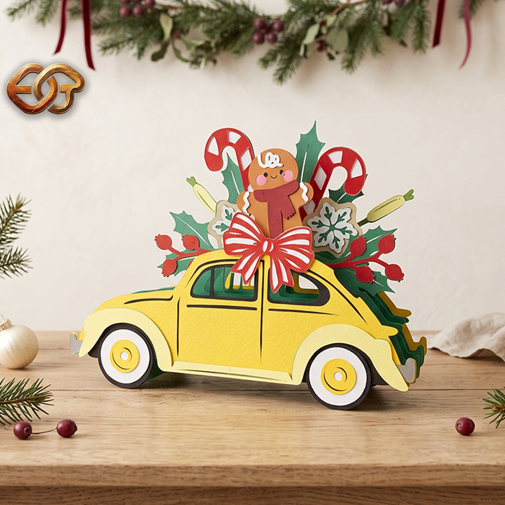 Xe trượt tuyết của ông già Noel SVG – Mẫu đồ thủ công giấy Giáng sinh xếp lớp 3D dành cho máy cắt Cricut 1