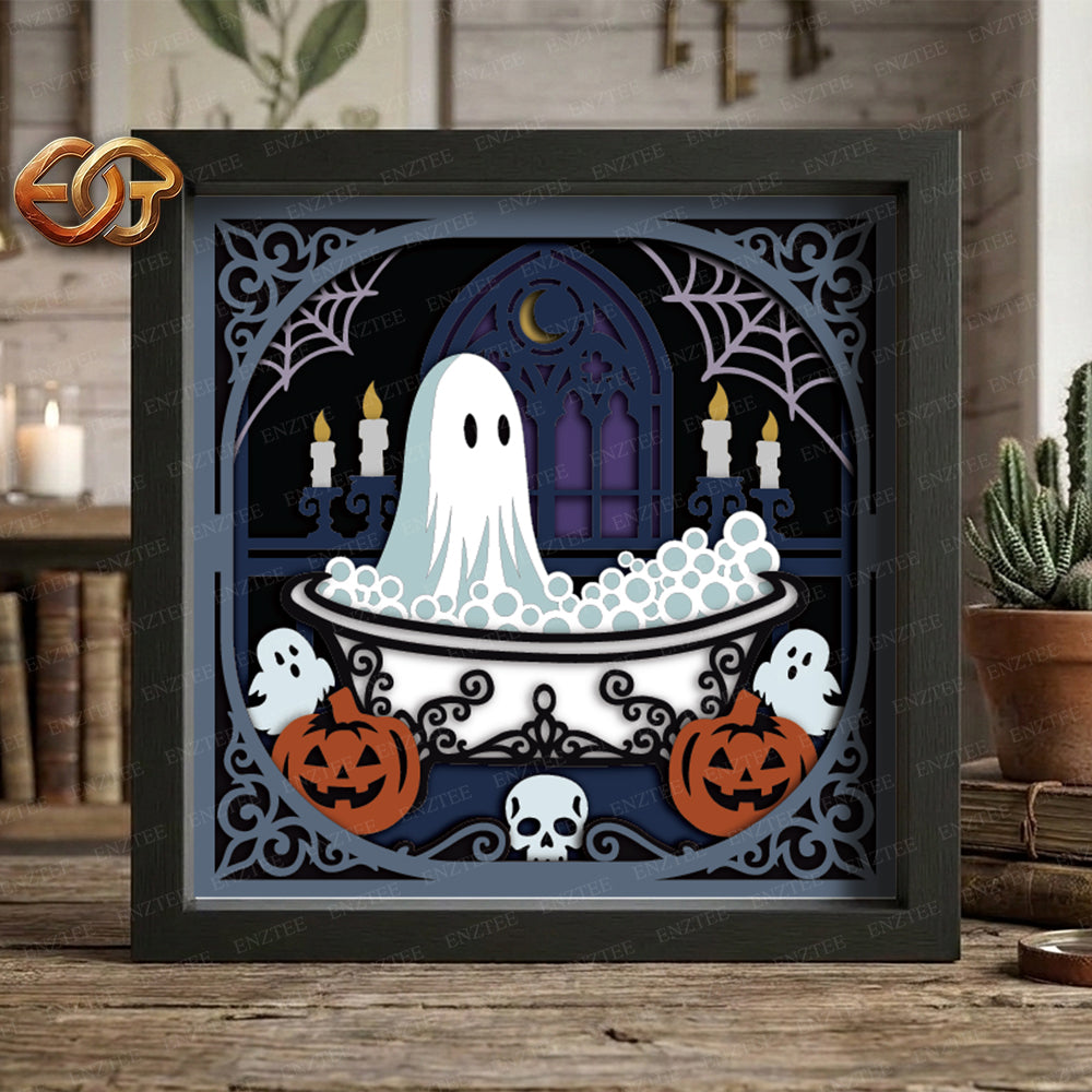Ghost Ship Shadow Box SVG, Tệp SVG Cho Dự Án Cricut, SVG Xếp Lớp 3D, Halloween 3D Shadow Box Svg, Paper Cut Light Box