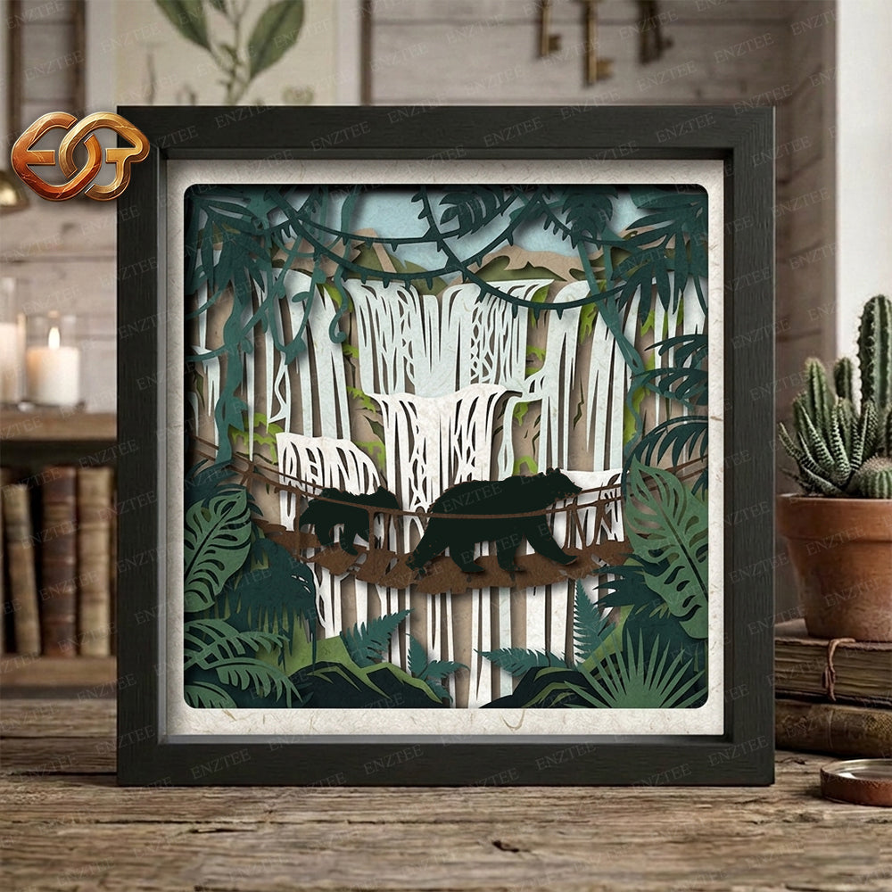 Bear Shadow Box SVG for Cricut | 3D Layered SVG Paper Cut Light Box Template