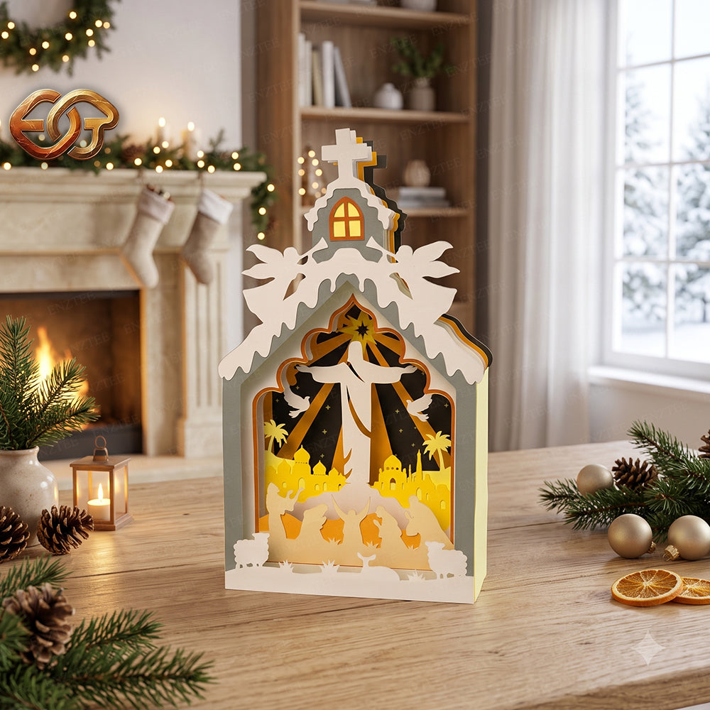Xe trượt tuyết của ông già Noel SVG – Mẫu đồ thủ công giấy Giáng sinh xếp lớp 3D dành cho máy cắt Cricut 1