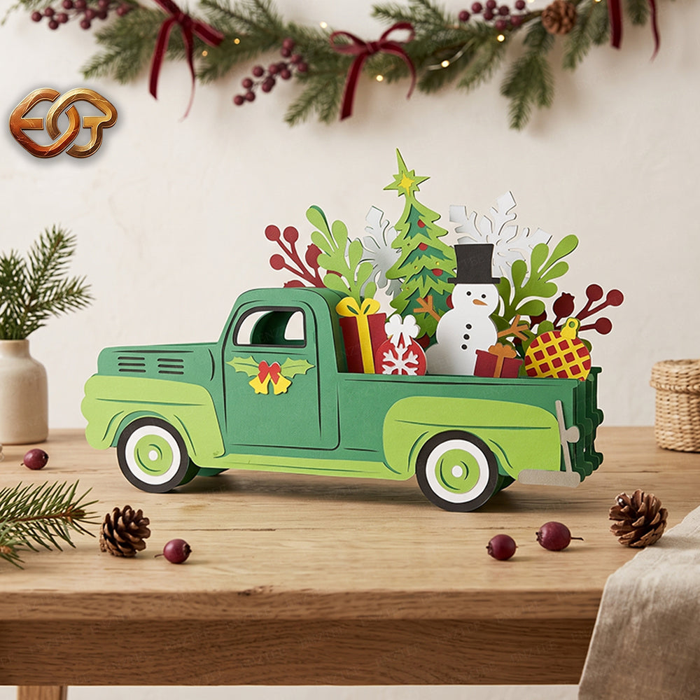 Christmas Pop-up Car SVG - 3D Layered Christmas Paper Craft Template for Cricut 3