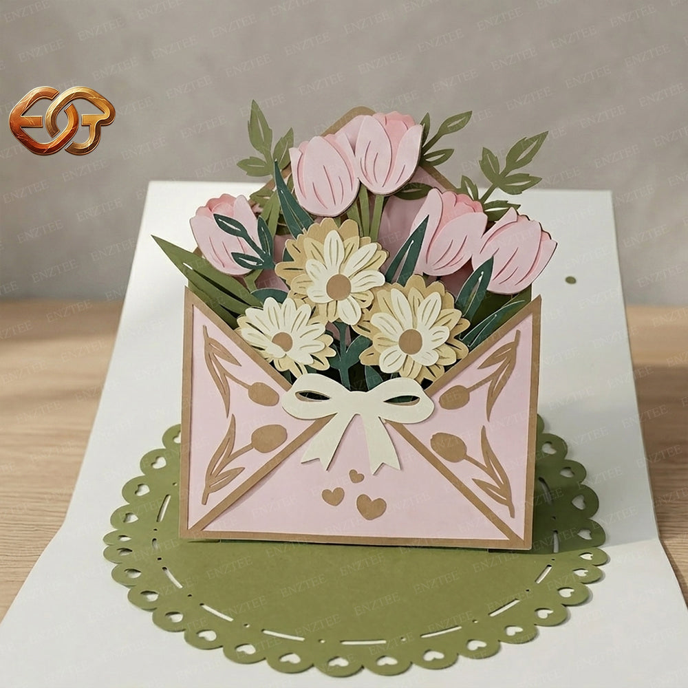 Flower Pop-up Card SVG – 3D Floral Greeting Card for Cricut 2