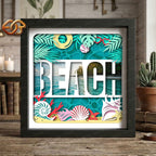 Beach Shadow Box SVG for Cricut | 3D Layered SVG Paper Cut Light Box Template 3