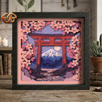 Torii Gate Shadow Box SVG for Cricut | 3D Layered SVG Paper Cut Light Box Template