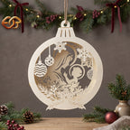 Christmas Ornament Candle Paper Lantern SVG - 3D Christmas Night Light Template 2