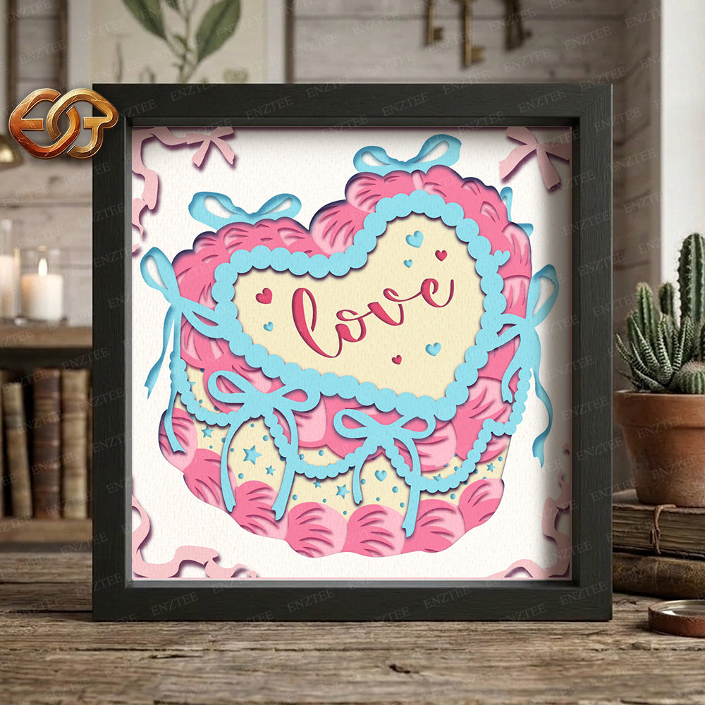 Heart Cake Shadow Box SVG for Cricut | 3D Layered SVG Paper Cut Light Box Template