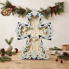 Nativity Scene Cross Box SVG for Cricut | 3D Layered SVG Paper Cut Light Box Template