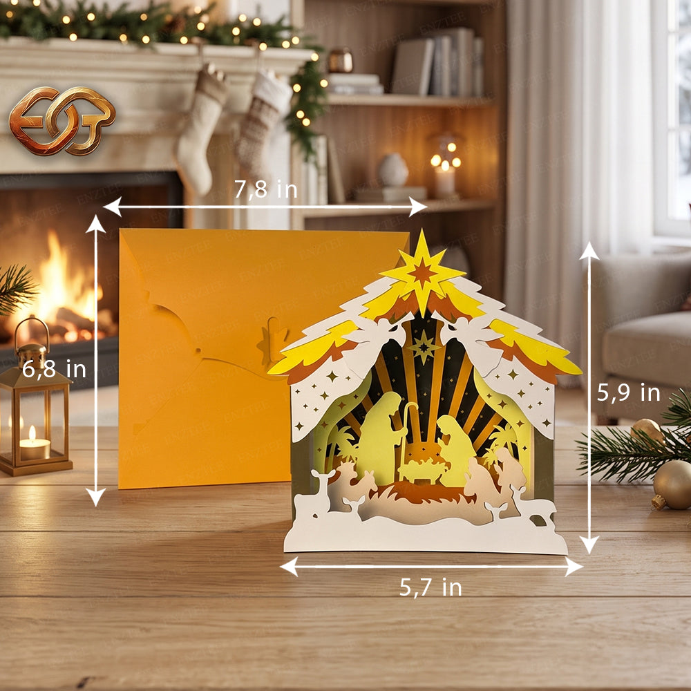 Xe trượt tuyết của ông già Noel SVG – Mẫu đồ thủ công giấy Giáng sinh xếp lớp 3D dành cho máy cắt Cricut 1