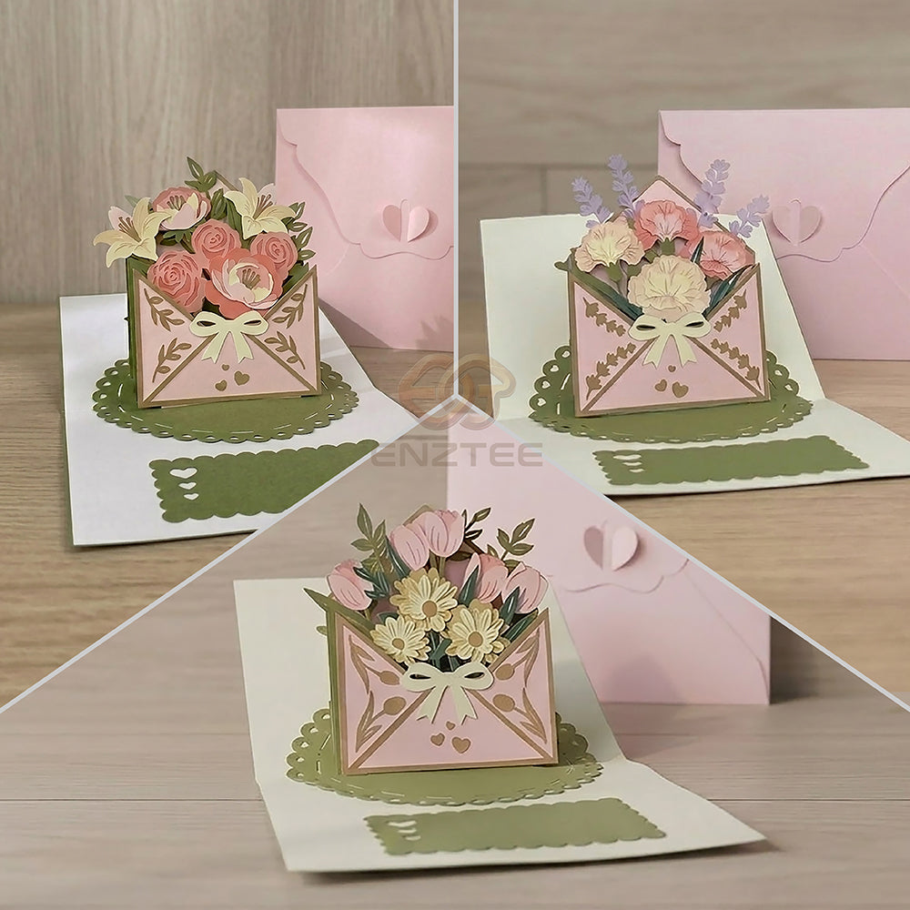 Combo 3 Flower Pop-up Card SVG – 3D Floral Greeting Card for Cricut