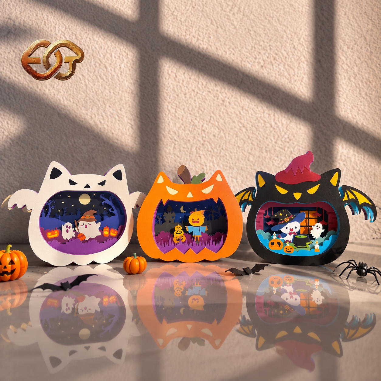 Combo 3 Spooky Cat Pop-up SVG - 3D Layered Halloween Paper Craft Template for Cricut