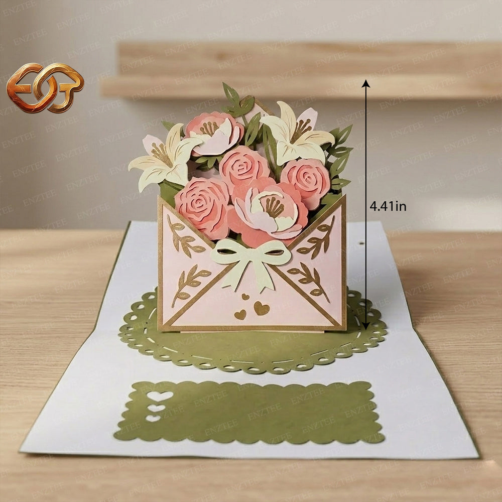 Combo 3 Flower Pop-up Card SVG – 3D Floral Greeting Card for Cricut