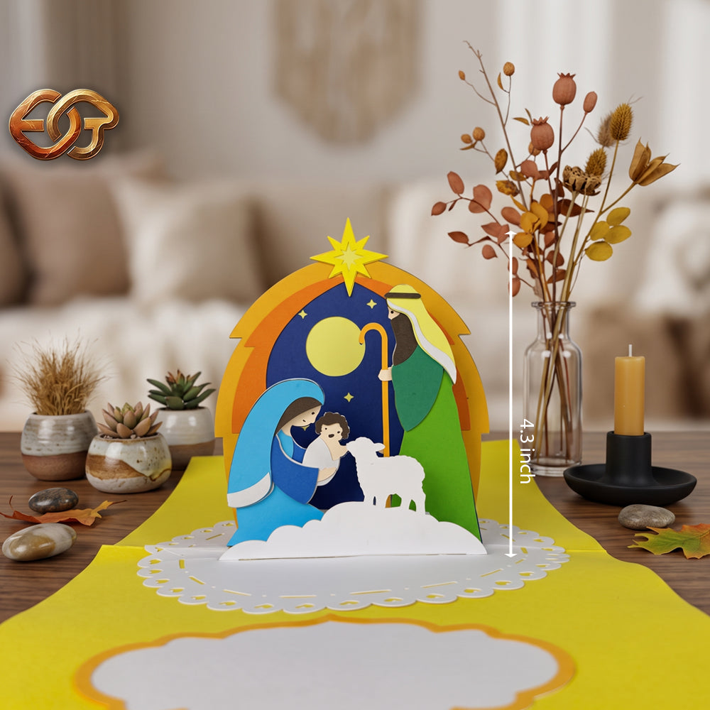 Combo 3 Nativity Scene Pop-up Card SVG - 3D Layered Christmas Paper Craft Template for Cricut