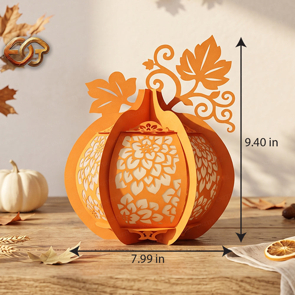 Pumpkin Paper Lantern SVG - 3D Fall Season Night Light Template 1