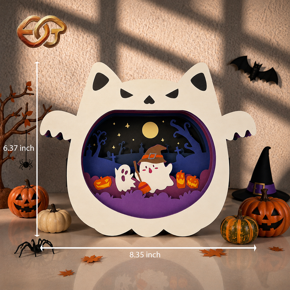 Spooky Cat Pop-up SVG - 3D Layered Halloween Paper Craft Template for Cricut 2