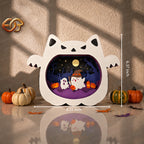 Combo de 3 SVG Pop-up Chat Effrayant - Modèle de Bricolage en Papier 3D Superposé pour Halloween pour Cricut