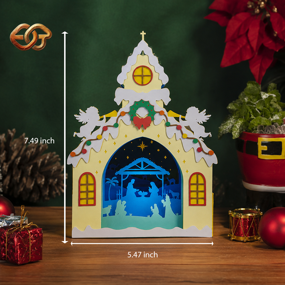 Nativity Scene Pop-up Card SVG - 3D Layered Christmas Paper Craft Template for Cricut