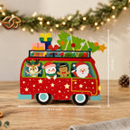 Christmas Pop-up Bus SVG - 3D Layered Christmas Paper Craft Template for Cricut