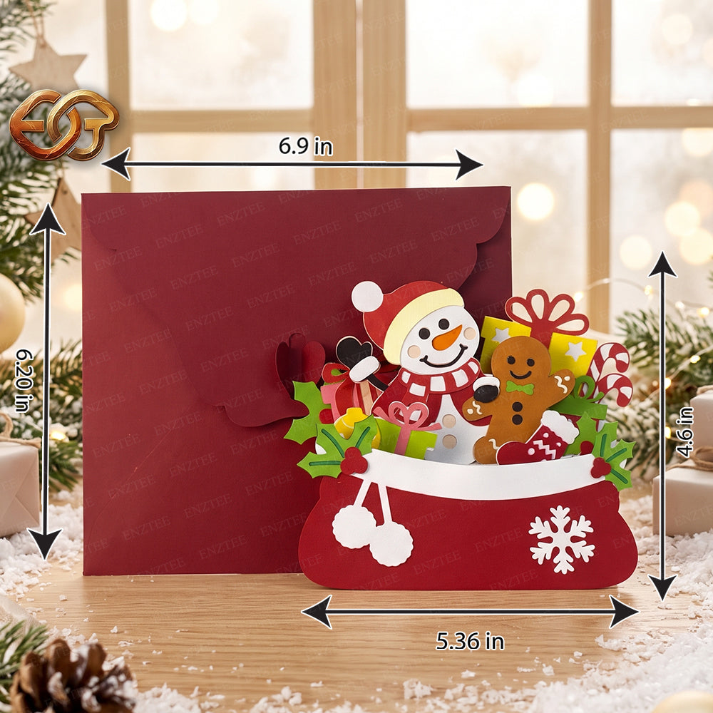 Christmas Gift Pop-up Bag SVG - 3D Layered Christmas Paper Craft Template for Cricut 2