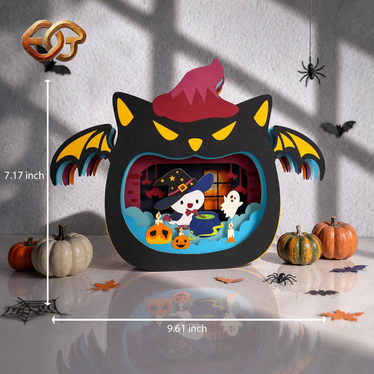 Spooky Cat Pop-up SVG - 3D Layered Halloween Paper Craft Template for Cricut 1